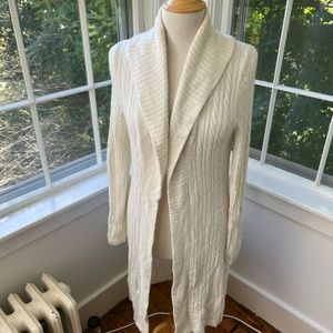 LOFT long cozy lightweight cable knit angora cardigan with large collar